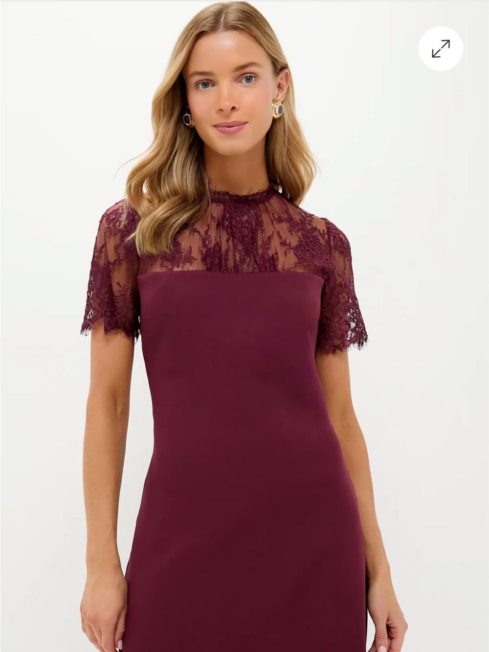 Tuckernuck Lace Yoke Asymmetrical Sheath Dress - Burgundy